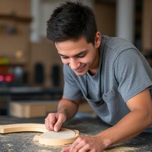 Carlos trabajando en el taller